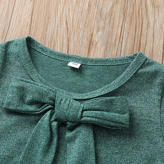 Vestido de Manga Larga con Lazo para Bebé en Color Sólido - Image 10