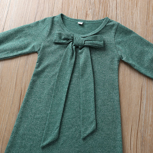 Vestido de Manga Larga con Lazo para Bebé en Color Sólido - Image 11