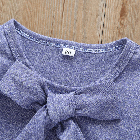 Vestido de Manga Larga con Lazo para Bebé en Color Sólido - Image 15