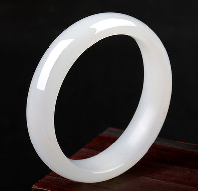 Pulsera de Jade Blanco Beijing Plana para Mujer - Image 6