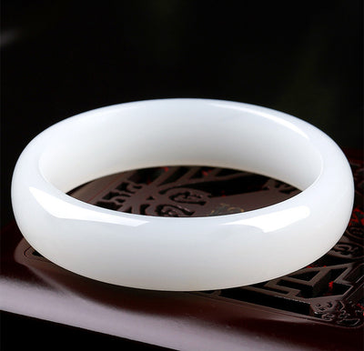Pulsera de Jade Blanco Beijing Plana para Mujer - Image 9