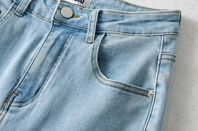 Pantalones Flare Cintura Alta con Borde Crudo - Moda Trendy para Mujer - Image 6