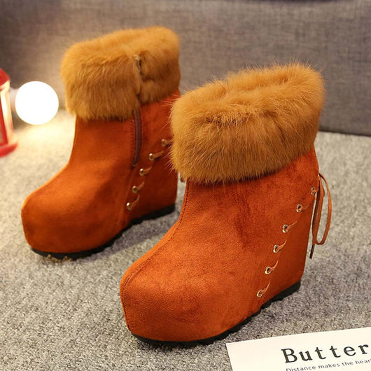 Botas Cortas de Cuña con Forro de Conejo Real para Mujer - Diseño Elevador - Image 7