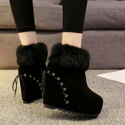 Botas Cortas de Cuña con Forro de Conejo Real para Mujer - Diseño Elevador - Image 13