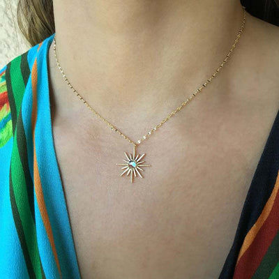 Collar Boho Ópalo Sintético Dios del Sol en Oro - Image 7