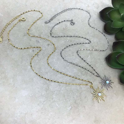 Collar Boho Ópalo Sintético Dios del Sol en Oro - Image 10