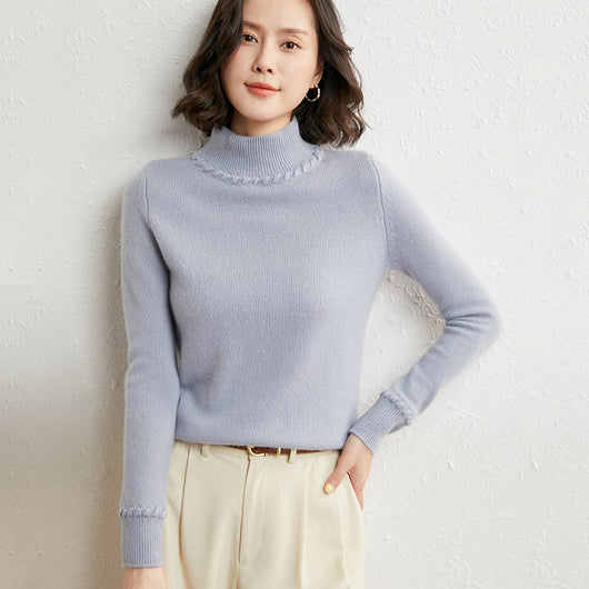Suéter de Cachemira Cuello Alto Mujer - Diseño Suelto y Elegante para Otoño e Invierno - Image 9
