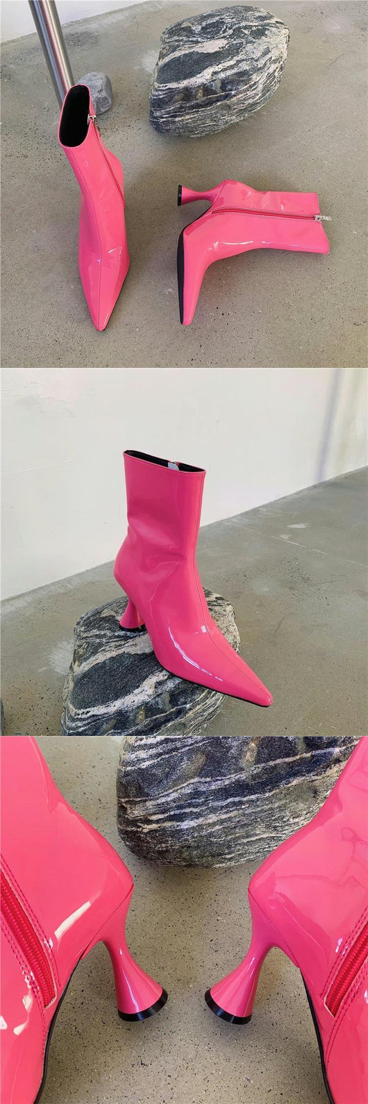 Botas de Cuero Charol Otoño Tacón Blackjack Punta Afilada para Mujer - Image 10