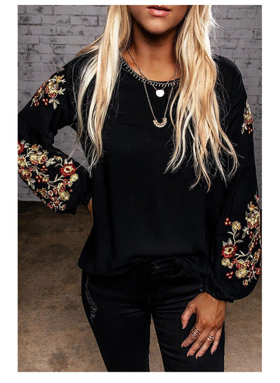 Blusa Casual para Mujer con Bordados y Mangas Linterna - Image 8