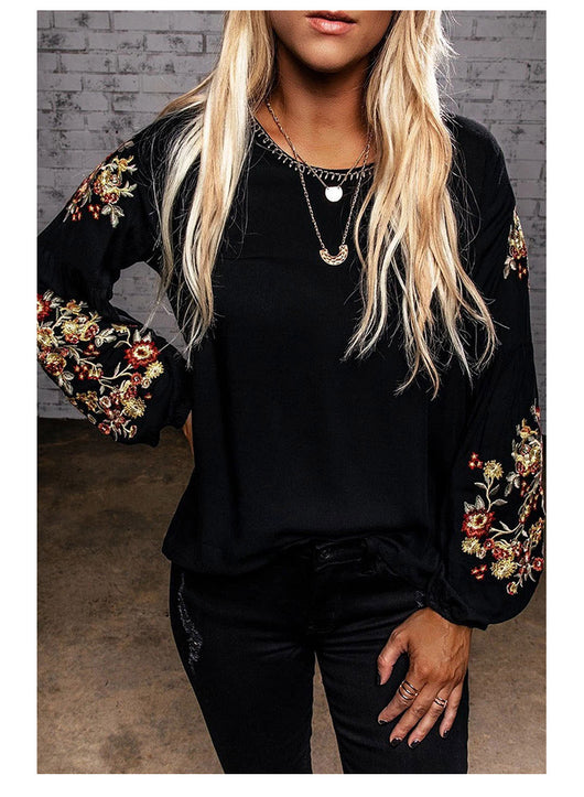 Blusa Casual para Mujer con Bordados y Mangas Linterna - Image 8