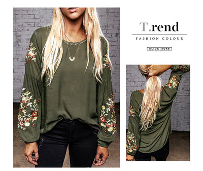 Blusa Casual para Mujer con Bordados y Mangas Linterna - Image 9