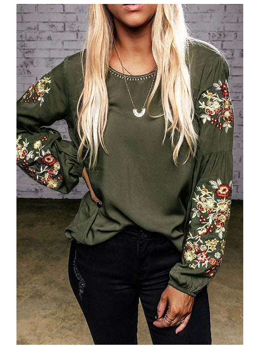 Blusa Casual para Mujer con Bordados y Mangas Linterna - Image 10