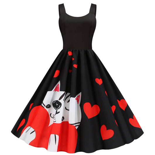 Vestido Columpio con Estampado de Corazón - Diseño Elegante para San Valentín - Image 37