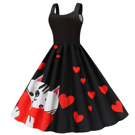 Vestido Columpio con Estampado de Corazón - Diseño Elegante para San Valentín - Image 38