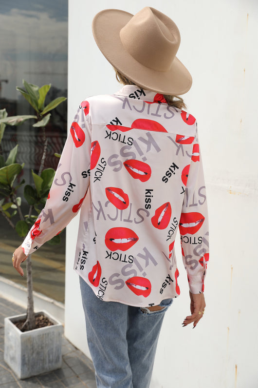 Camisa Estampada para Mujer con Cuello de Pie y Manga Larga - Image 19