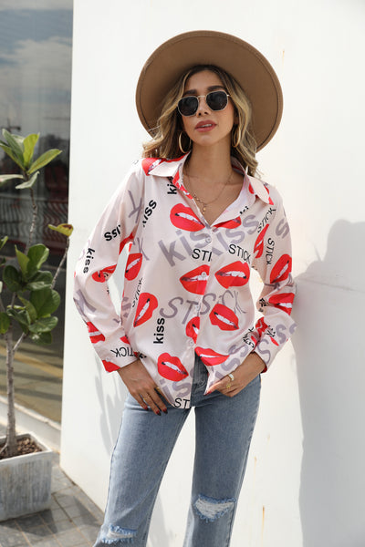 Camisa Estampada para Mujer con Cuello de Pie y Manga Larga - Image 21