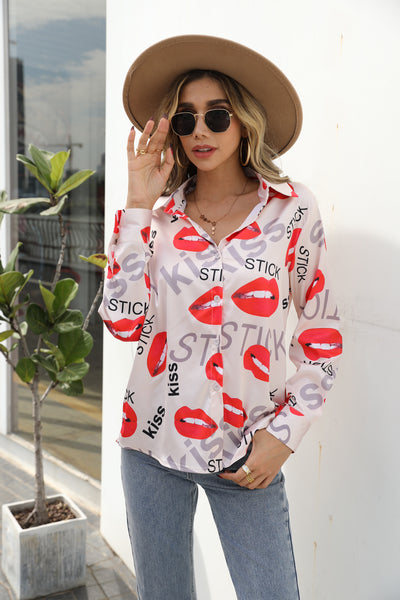 Camisa Estampada para Mujer con Cuello de Pie y Manga Larga - Image 24
