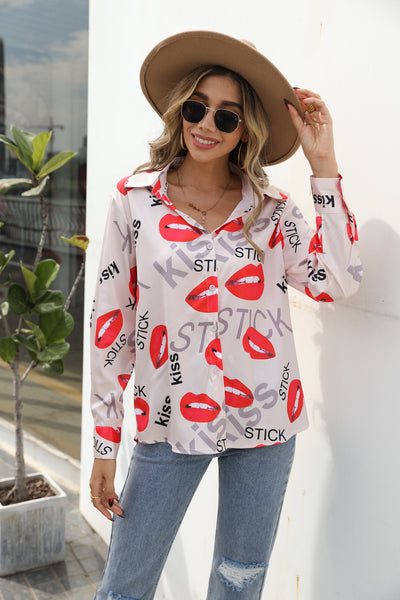 Camisa Estampada para Mujer con Cuello de Pie y Manga Larga - Image 25