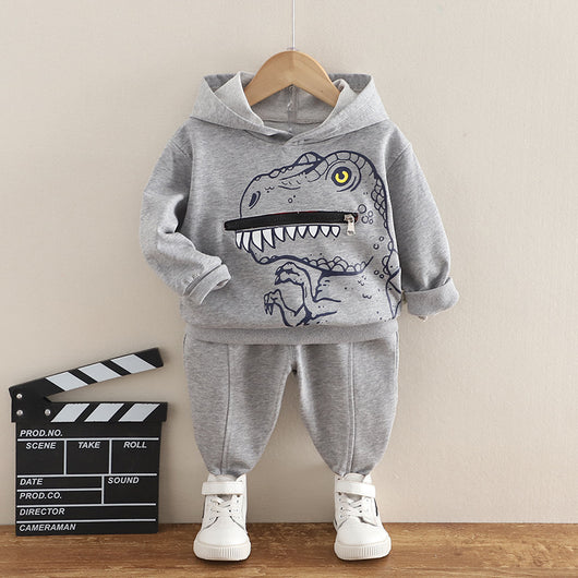 Conjunto de Sudadera con Capucha Dinosaurio para Niños - Algodón Otoño Dos Piezas - Image 7