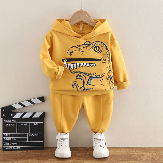 Conjunto de Sudadera con Capucha Dinosaurio para Niños - Algodón Otoño Dos Piezas - Image 9