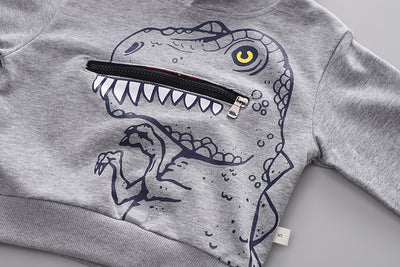 Conjunto de Sudadera con Capucha Dinosaurio para Niños - Algodón Otoño Dos Piezas - Image 12