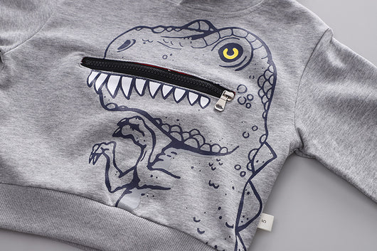 Conjunto de Sudadera con Capucha Dinosaurio para Niños - Algodón Otoño Dos Piezas - Image 12