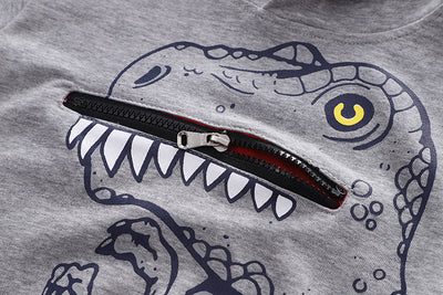 Conjunto de Sudadera con Capucha Dinosaurio para Niños - Algodón Otoño Dos Piezas - Image 13