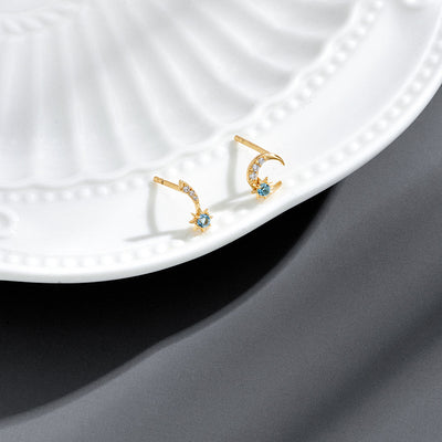 Aretes de Topacio Natural Plata 925 Baño Oro Estrella Luna - Image 10