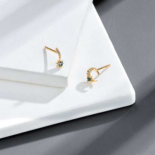 Aretes de Topacio Natural Plata 925 Baño Oro Estrella Luna - Image 12