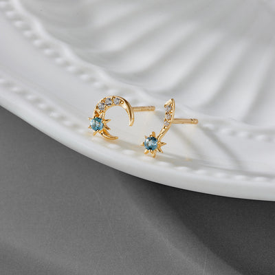 Aretes de Topacio Natural Plata 925 Baño Oro Estrella Luna - Image 13
