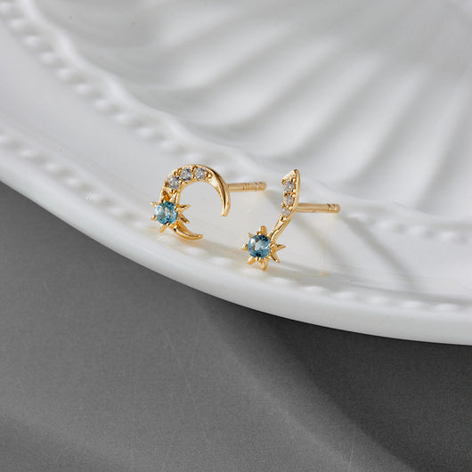 Aretes de Topacio Natural Plata 925 Baño Oro Estrella Luna - Image 13