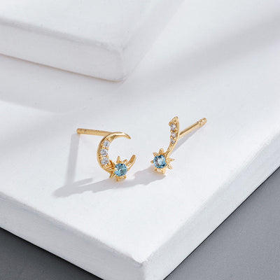 Aretes de Topacio Natural Plata 925 Baño Oro Estrella Luna - Image 14