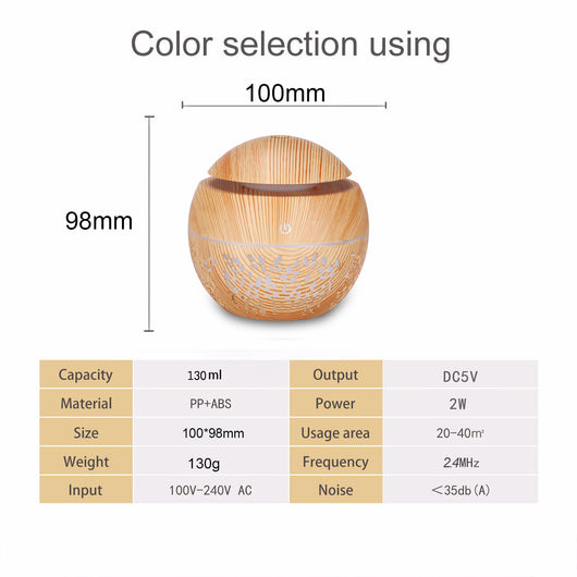 Dark wood grain mini ultrasonic humidifier with a mushroom shape and decorative hollow-out pattern. - Image 10