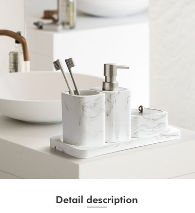 Juego de Baño Cuatro Piezas Estilo Nórdico con Mármol en Resina - Image 9