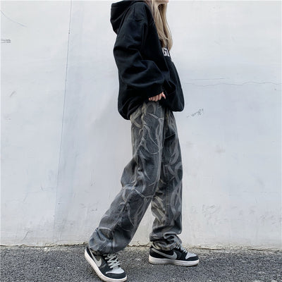 Pantalones Hip Hop Talle Alto Cintura Ancha Pierna Suelta Jeans Estampados - Image 7