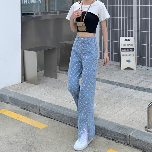 Pantalones Jeans Retro Hong Kong Talle Alto Pierna Ancha Mujer - Image 10