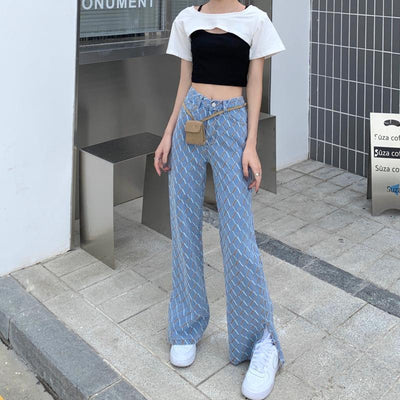 Pantalones Jeans Retro Hong Kong Talle Alto Pierna Ancha Mujer - Image 11
