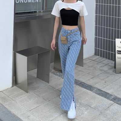 Pantalones Jeans Retro Hong Kong Talle Alto Pierna Ancha Mujer - Image 12