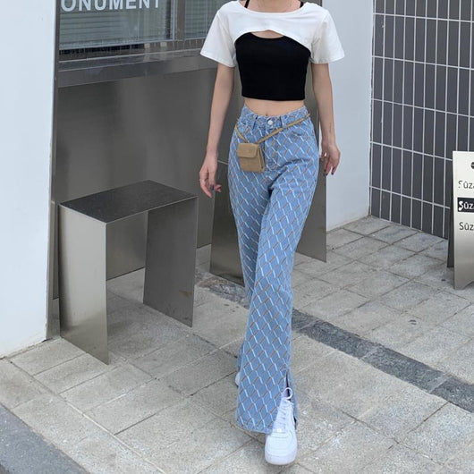 Pantalones Jeans Retro Hong Kong Talle Alto Pierna Ancha Mujer - Image 12
