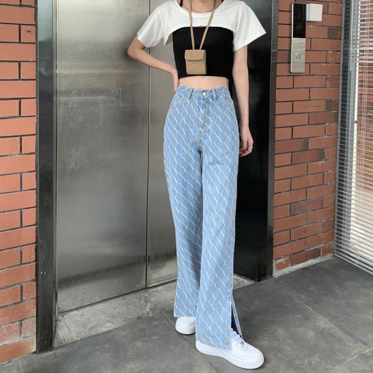 Pantalones Jeans Retro Hong Kong Talle Alto Pierna Ancha Mujer - Image 14