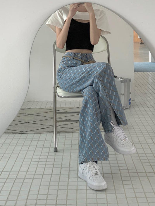 Pantalones Jeans Retro Hong Kong Talle Alto Pierna Ancha Mujer - Image 17