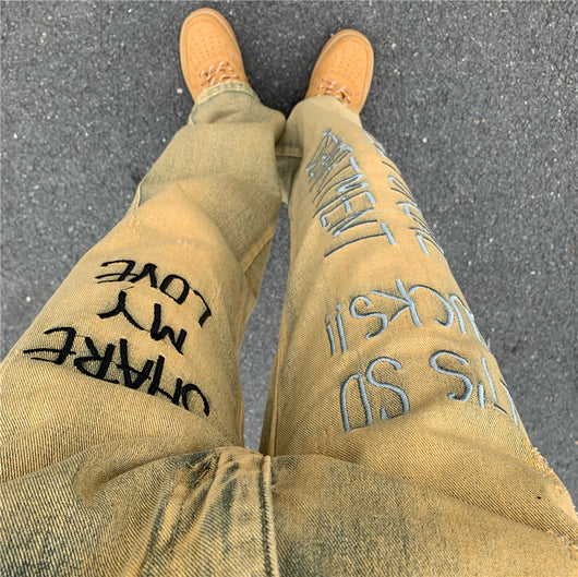Jeans Talle Alto Rectos Sueltos con Efecto Salpicadura de Tinta - Image 10