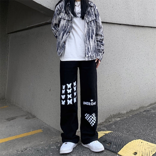 Pantalones Rectos Cintura Alta con Estampado Cuadriculado Corazones - Image 10