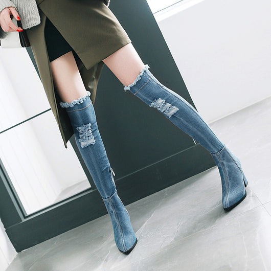 Botas de Denim con Punta Afilada para Mujer - Image 2