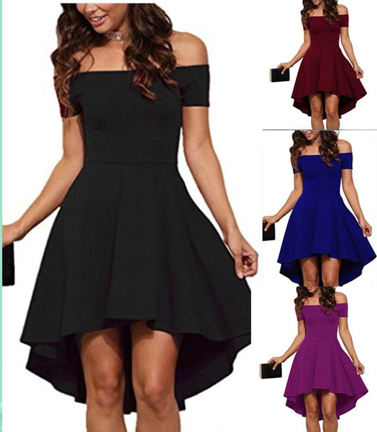 Vestido Asimétrico con Falda Volante y Manga Corta - Image 3