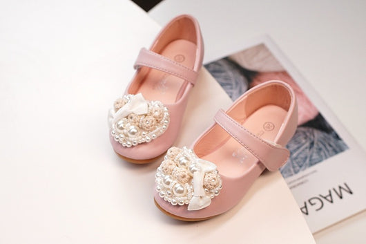 Zapatos Planos de Princesa con Brillantes y Flores de Perla para Niñas - Image 13