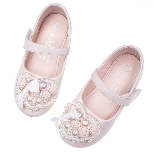 Zapatos Planos de Princesa con Brillantes y Flores de Perla para Niñas - Image 18