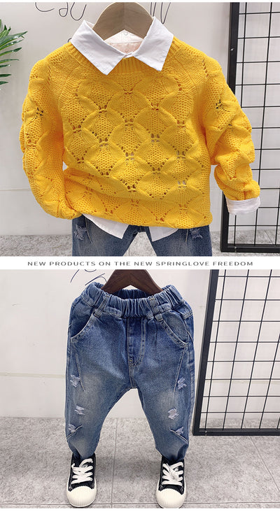 Conjunto Infantil 3 Piezas: Suéter Estampado, Remera y Jeans - Image 11