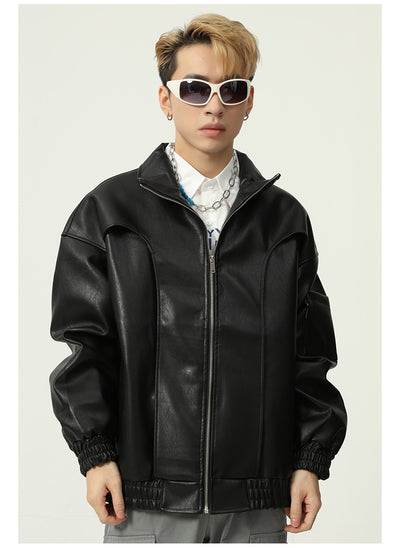 Chaqueta de Cuero Suelta Moderna para Hombre - Estilo Casual Trendy - Image 9