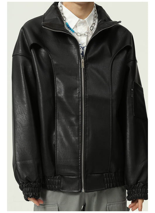 Chaqueta de Cuero Suelta Moderna para Hombre - Estilo Casual Trendy - Image 10